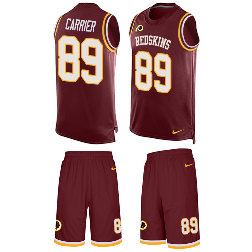 Men's Limited Derek Carrier Nike Jersey Burgundy Red - #89 Tank Top Suit NFL Washington Redskins